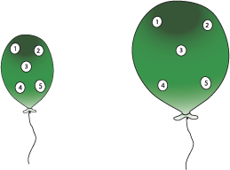 two balloons with numbers on them