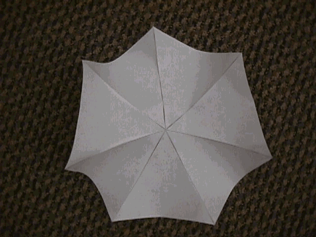 Seven triangles taped together all with a common center